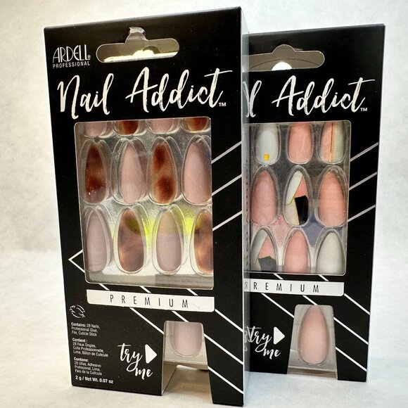 Ardell Nail Addict Premium Press-On Nails Set Tortoise Shell Graphic Foil NEW - Picture 5 of 7